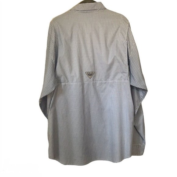 Columbia PFG Men’s L/S Fishing Blue White Check - Picture 5 of 6